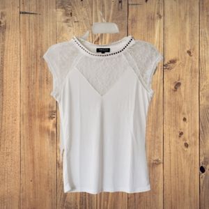 NWOT lace  studded Ivory top size S